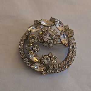 Elegant Silver Crystal Brooch